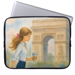 Chic Paris Girl by Arc de Triomphe Laptop Sleeve