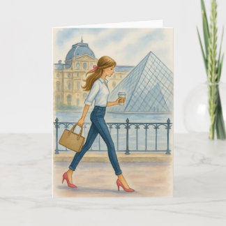 Chic Paris Girl by The Louvre Card