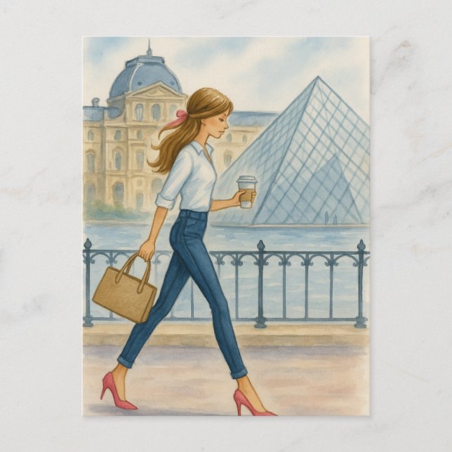 Chic Paris Girl by The Louvre Postcard (Front)