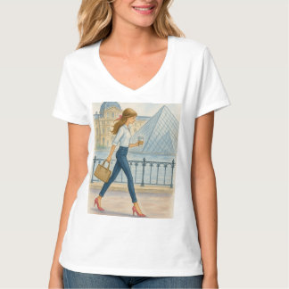 Chic Paris Girl by The Louvre T-Shirt