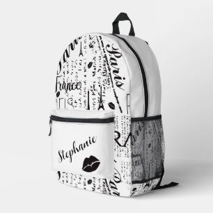 Chic Paris-Inspired with Bold Graphic Accents Printed Backpack