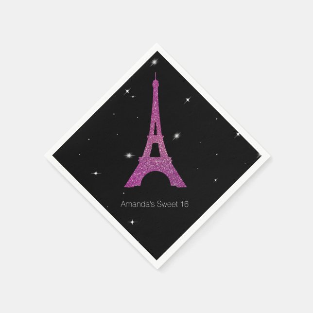 Chic Paris Theme Sweet 16 Birthday Napkins (Corner)