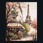 Chic Parisian Cafe Eiffel Tower Paris France Scene Poster<br><div class="desc">Parisian Cafe Wall Art.  Featuring the iconic Eiffel Tower and a chic Parisian coffee shop.  Perfect to decorate your home.  Option to personalise it with your own wording.</div>