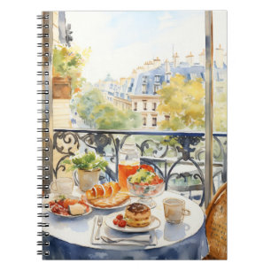 Chic Parisian Cafe watercolour illustration  Notebook