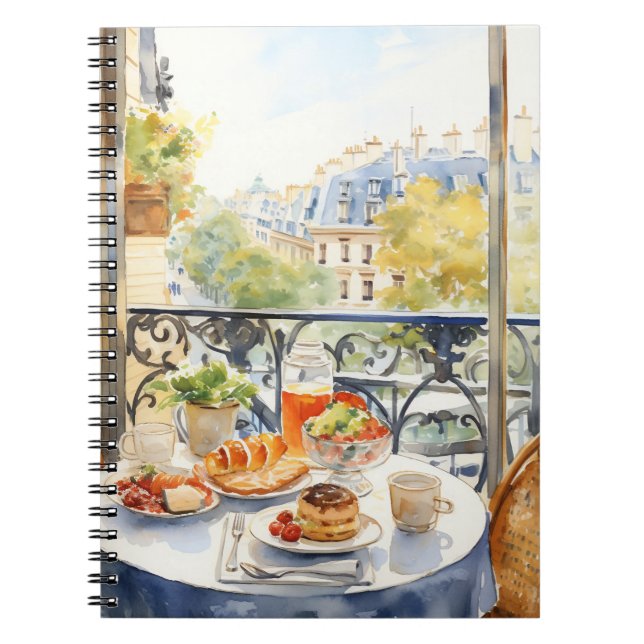 Chic Parisian Cafe watercolour illustration  Notebook (Front)