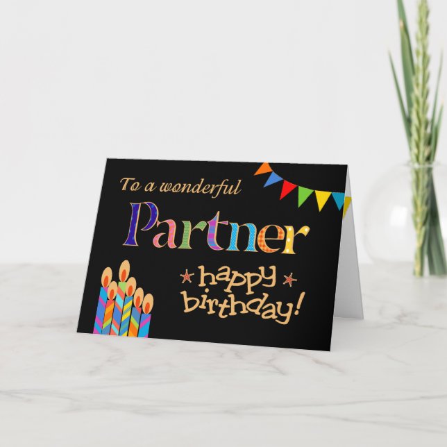 Chic Partner Candles, Bunting Birthday Card (Front)