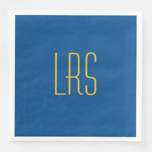 CHIC PARTY PAPER NAPKIN_LAPIS BLUE SOLID/MONOGRAM NAPKIN
