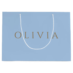 Chic  pastel blue   minimalist  monogram large gif large gift bag