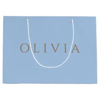 Chic  pastel blue   minimalist  monogram large gif large gift bag