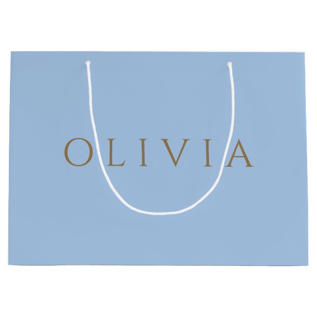 Chic  pastel blue   minimalist  monogram large gif large gift bag (Front)