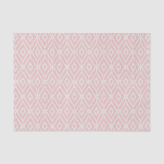 Chic pastel blush pink ikat tribal diamond pattern tissue paper (Front)