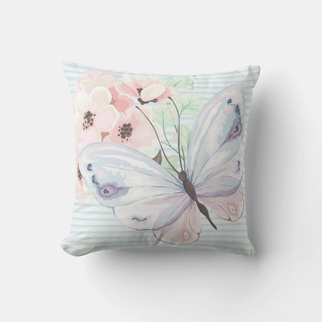 Chic Pastel Butterfly Throw Pillow (Front)
