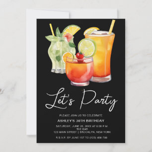 Chic Pastel Cocktail Party Birthday Invitation