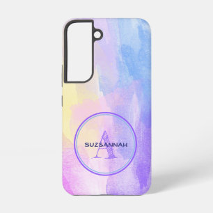 Chic Pastel Colour Watercolor Initial Monogram Nam Samsung Galaxy Case