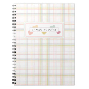 Chic Pastel Colourful Heart Script Notebook