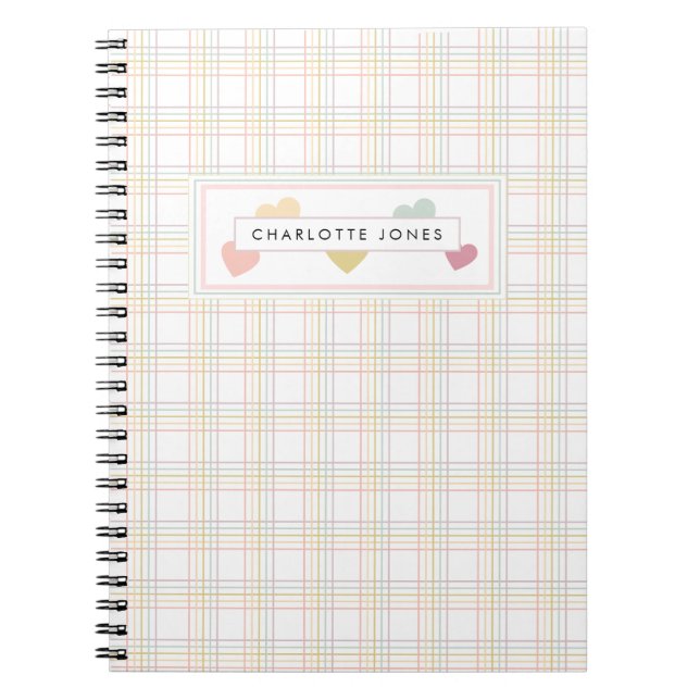 Chic Pastel Colourful Heart Script Notebook (Front)