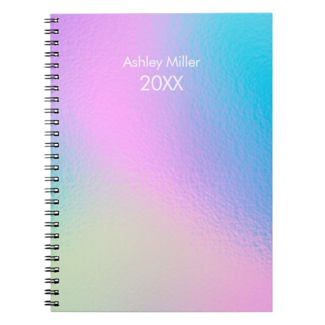 Chic Pastel Holographic Customize Notebook (Front)