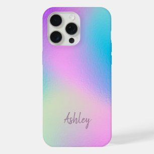 Chic Pastel Holographic Personalized Name iPhone 15 Pro Max Case