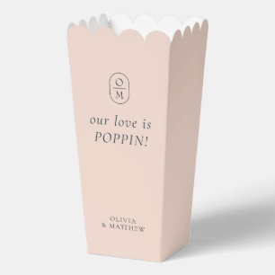 Chic Pastel Peach Monogram Popcorn Favor Box