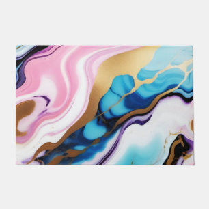 Chic Pastel pink blue purple gold Faux Marble Doormat