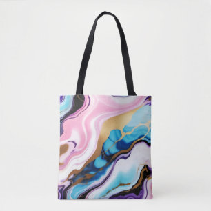 Chic Pastel pink blue purple gold Faux Marble  Tote Bag