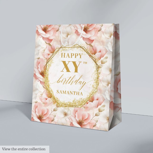 Chic Pastel Pink Boho Gold 80 Birthday Gift Bag (Chic Pastel Pink Boho Gold 80 Birthday Gift Bag)