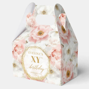 Chic Pastel Pink Boho Gold Birthday Favour Box