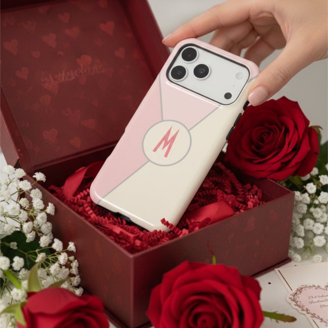 Chic Pastel Pink & Cream Colour Block Monogrammed (Creator Uploaded)
