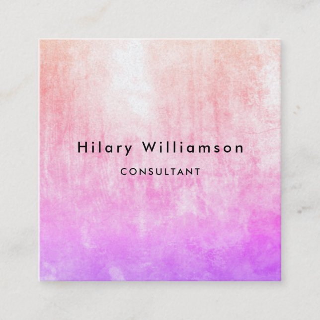 Chic Pastel Pink Lilac Lavender Grunge Texture Square Business Card (Front)