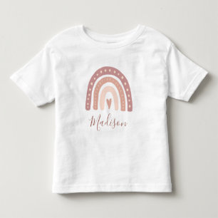 Chic Pastel Pink Rainbow Boho First Birthday Toddler T-Shirt