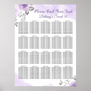 Chic Pastel Purple Floral Sweet 16 Seating Chart