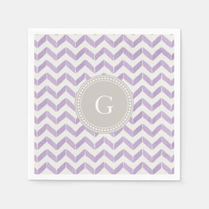 Chic Pastel purple grey Chevron Custom Monogram Napkin
