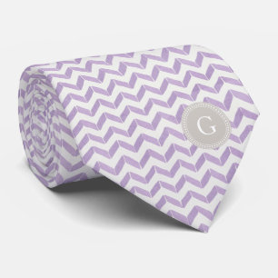 Chic Pastel purple grey Chevron Custom Monogram Tie