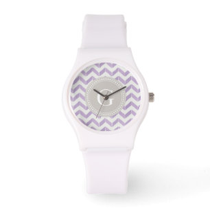 Chic Pastel purple grey Chevron Custom Monogram Watch