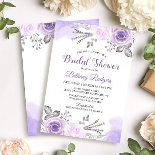 Chic Pastel Purple Rose Garden Bridal Shower Invitation