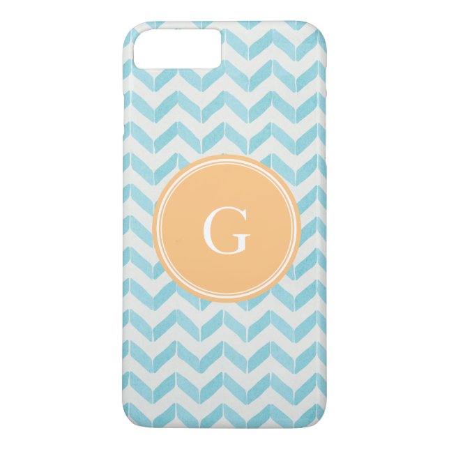 Chic Pastel turquoise Chevron Custom Monogram Case-Mate iPhone Case (Back)
