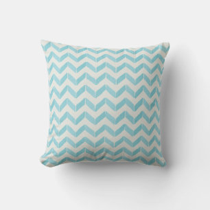 Chic Pastel turquoise Chevron Custom Monogram Cushion
