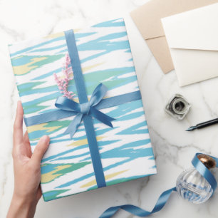Chic pastel turquoise watercolor ikat pattern wrapping paper