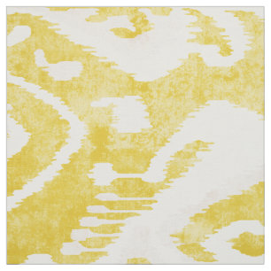 Chic pastel  yellow and grey ikat tribal pattern fabric