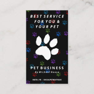 Chic paws dog cat pet sitting business card