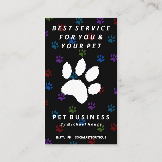 Chic paws dog cat pet sitting business card (Front)
