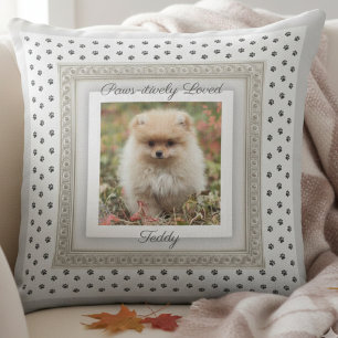Chic Paws-itively Loved Pet Photo Keepsake Cushion