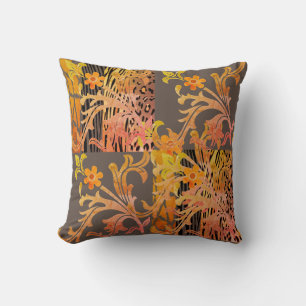 Chic Peach and Brown Animal Printed Cushion