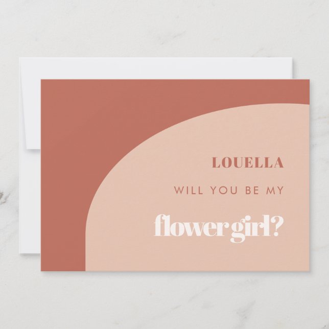 Chic peach arch Will you be my flower girl card (Front)