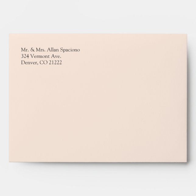 Chic Peach Damask Wedding Envelope (Front)