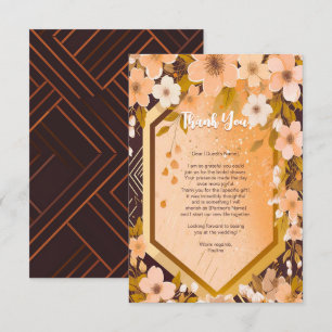 Chic Peach Floral Champagne Bridal Shower Party Thank You Card