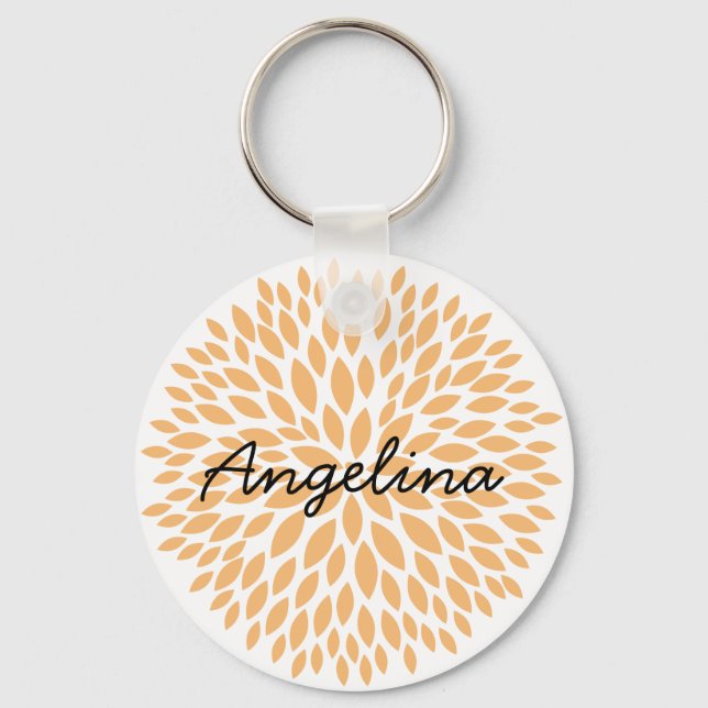 Chic Peach Floral Key Ring (Front)
