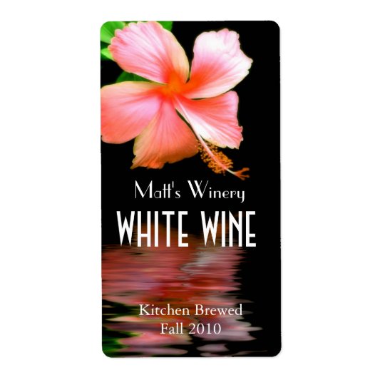 Chic Peach Hibiscus Home Made Wine Labels