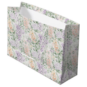 Chic Peach Lilac Lavender Floral Bridal Shower Large Gift Bag