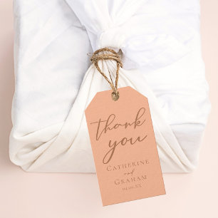Chic Peach Minimalist Custom Wedding Gift Tags